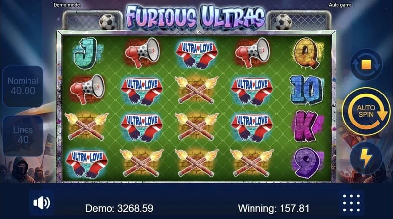 Furious Ultras - κύρια οθόνη παιχνιδιού με την εξέδρα